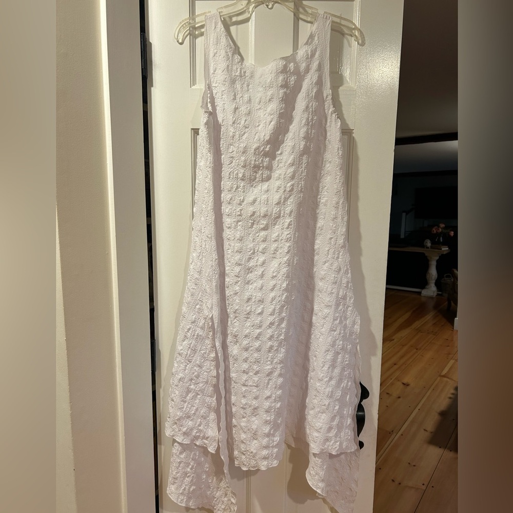 White Asymmetrical Scoop Neck Sundress